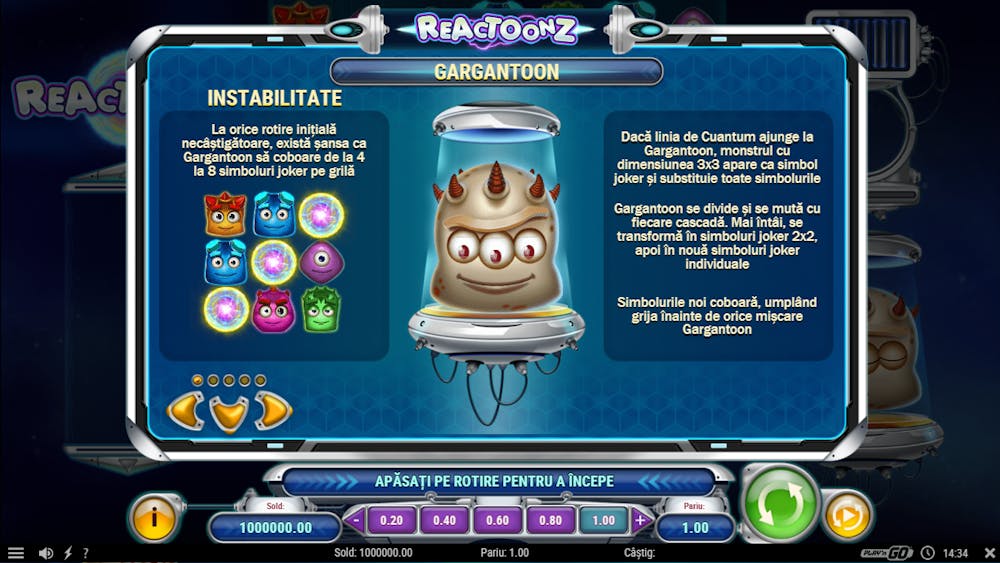 Simbolul Gargantoon la slotul Reactoonz.