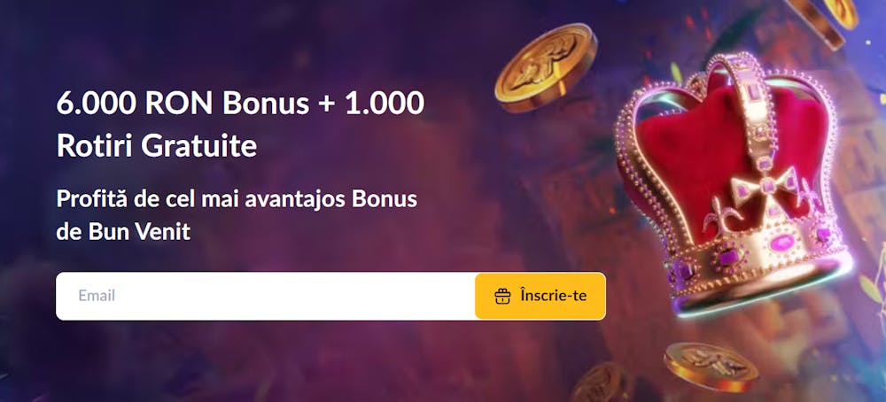 Bonus de bun venit Royal Casino de 6.000 RON și 1.000 rotiri gratuite pentru jucătorii noi.