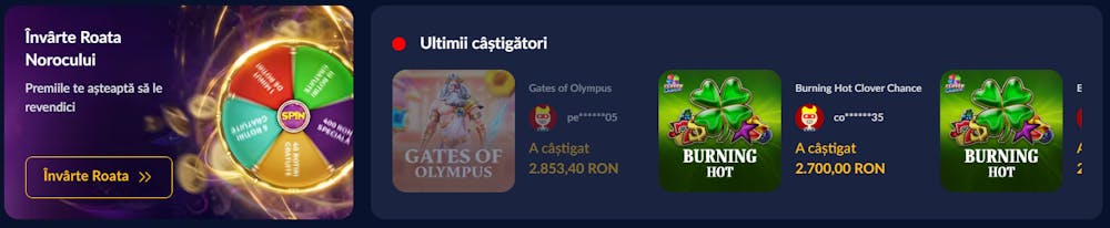 Lista de câștigători Royal Casino actualizată de operator în timp real la cele mai populare jocuri.