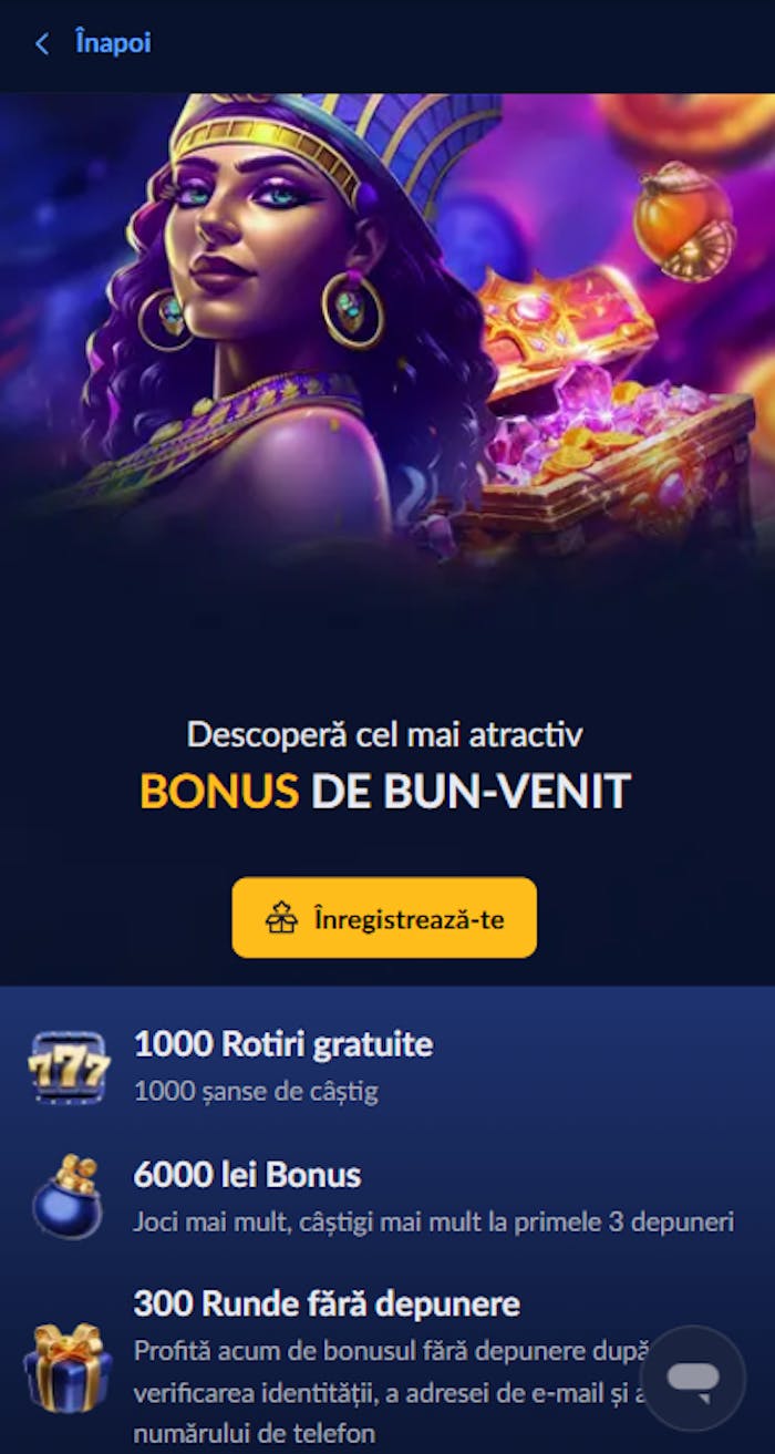 Primul bonus fără depunere de la Royal Casino de 300 FS la deschiderea și validarea contului de jucător.