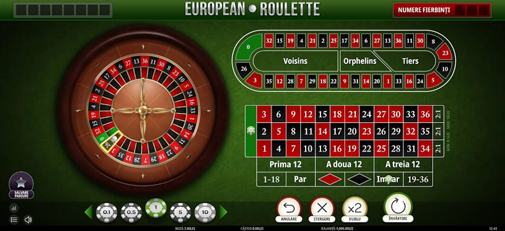 European Roulette la un cazino online din România.