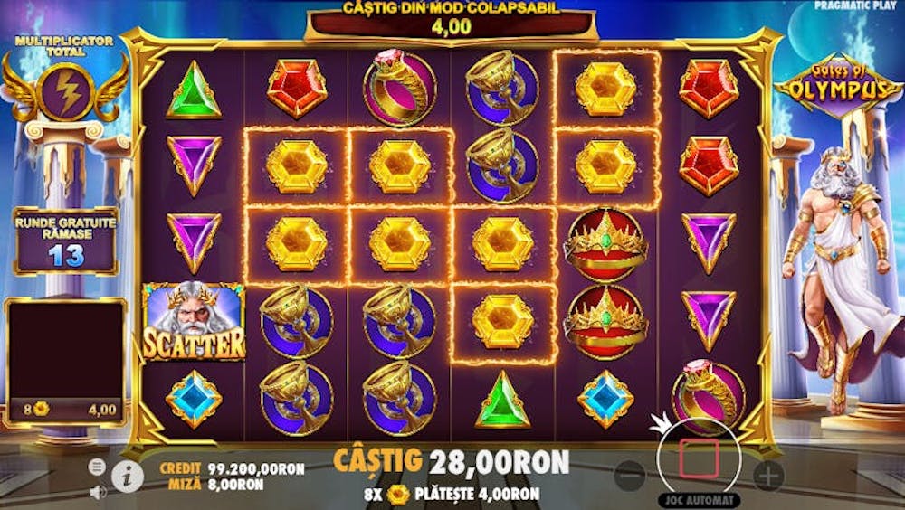 Speciala cu rotiri gratuite și câștiguri și multiplicatori din Gates of Olympus.