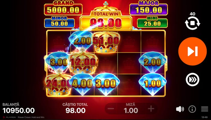 Scatter și funcții bonus la Power Crown.