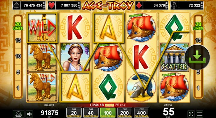 Simboluri scatter și wild la Age of Troy.