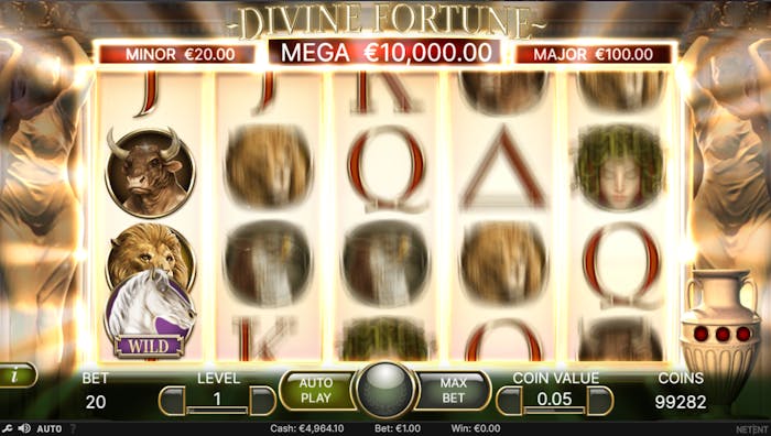 Simbolul Wild la Divine Fortune.