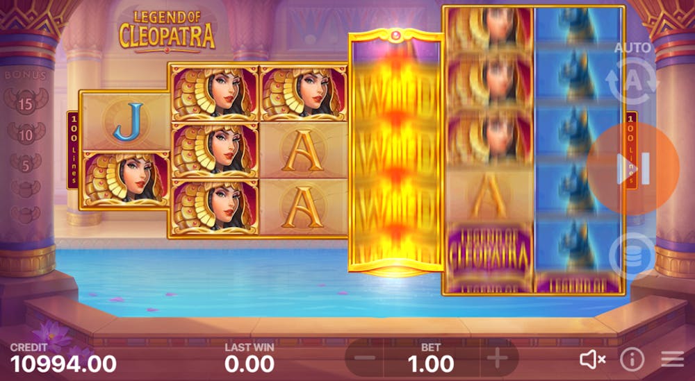 Rolele Legend of Cleopatra nu au un număr egal de rânduri.