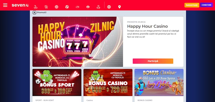 Pagina de bonusuri Seven casino.