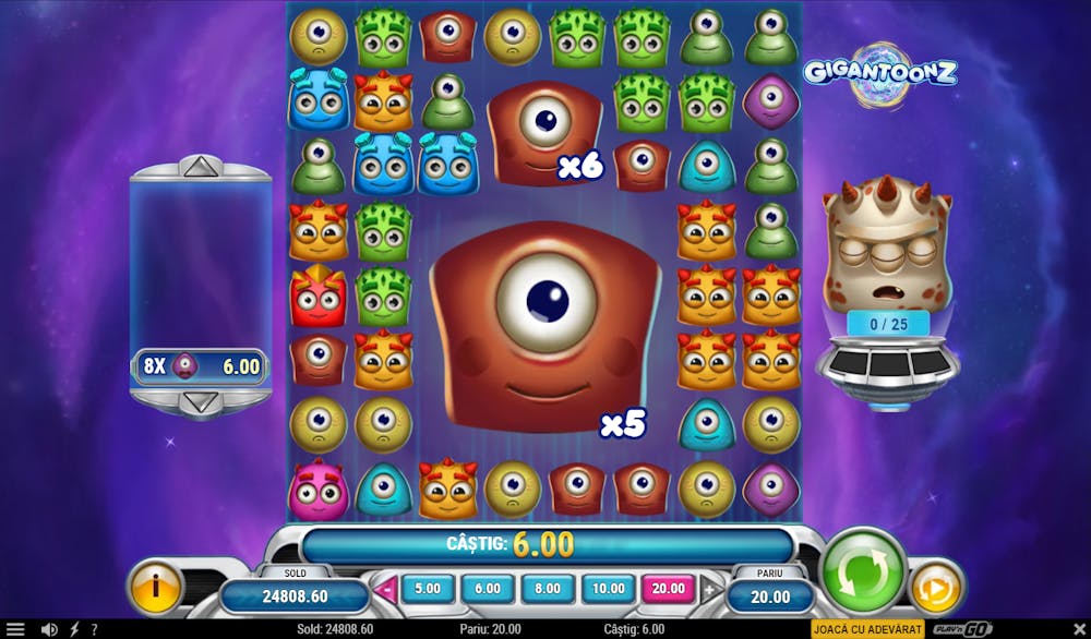 Simboluri expansive în slotul Gigantoonz de la Play'N Go.