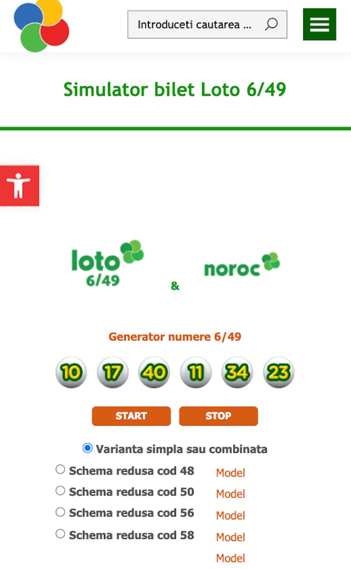 Simulator pentru loto 6 din 49.
