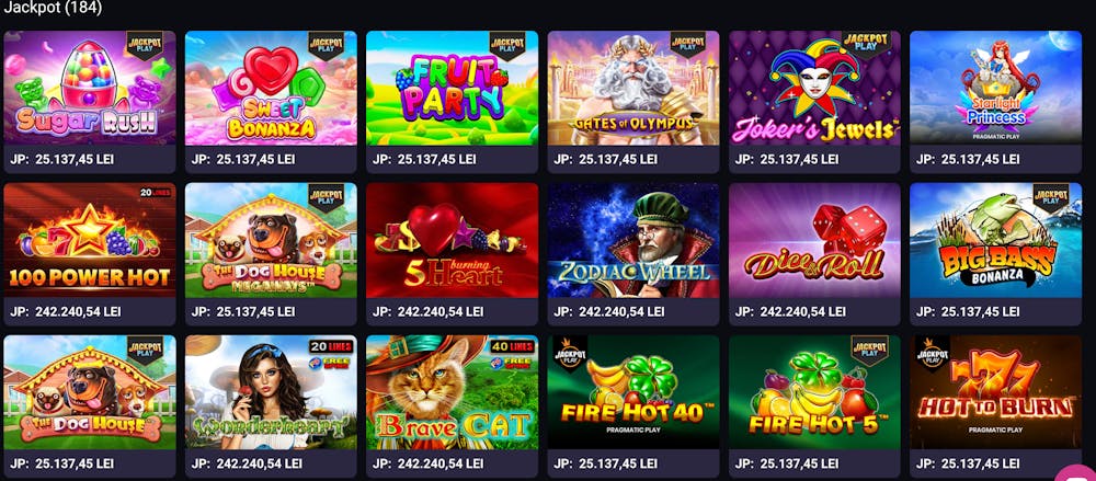 Verifică valoarea premiului jackpot sub fiecare imagine. 