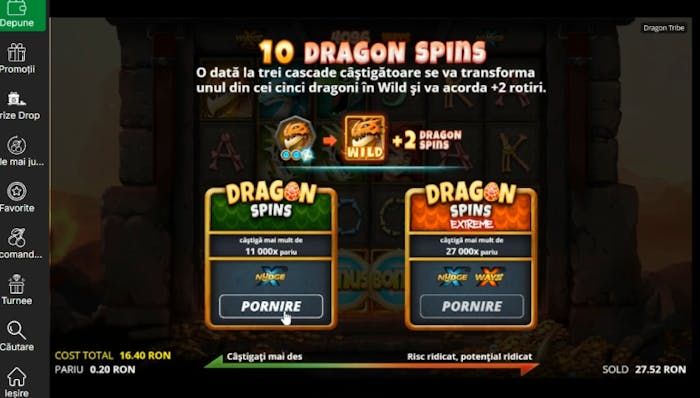 Speciale cu XWays Mystery symbol și XNudge Wilds cu cele mai multe căi de câștig (ways to win) din Dragon Tribe.