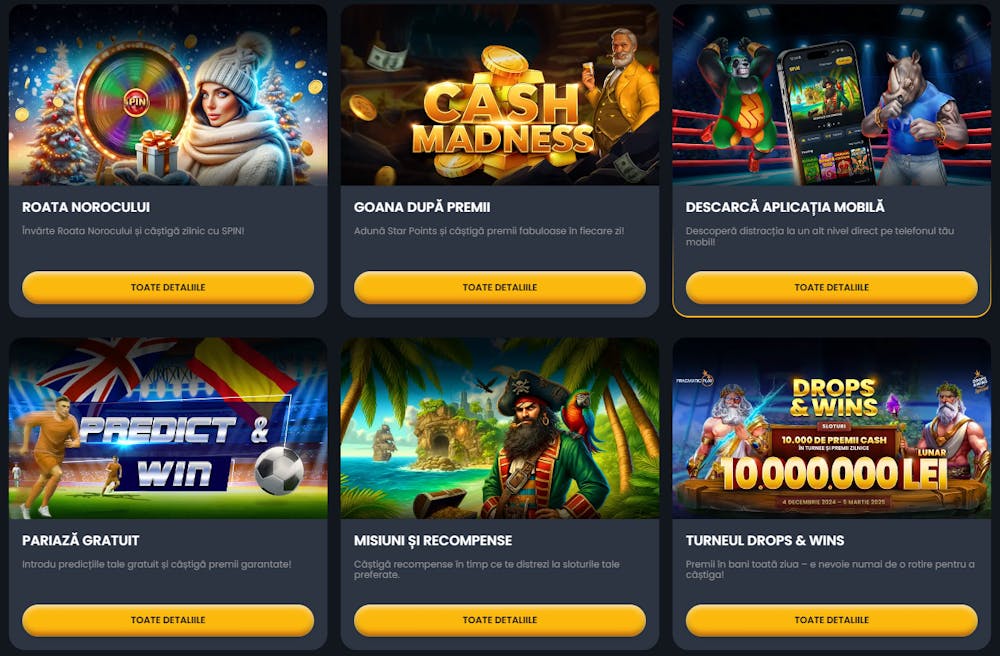 Alte promoții Spin casino pe care le poți revendica fără cod dacă ai cont.