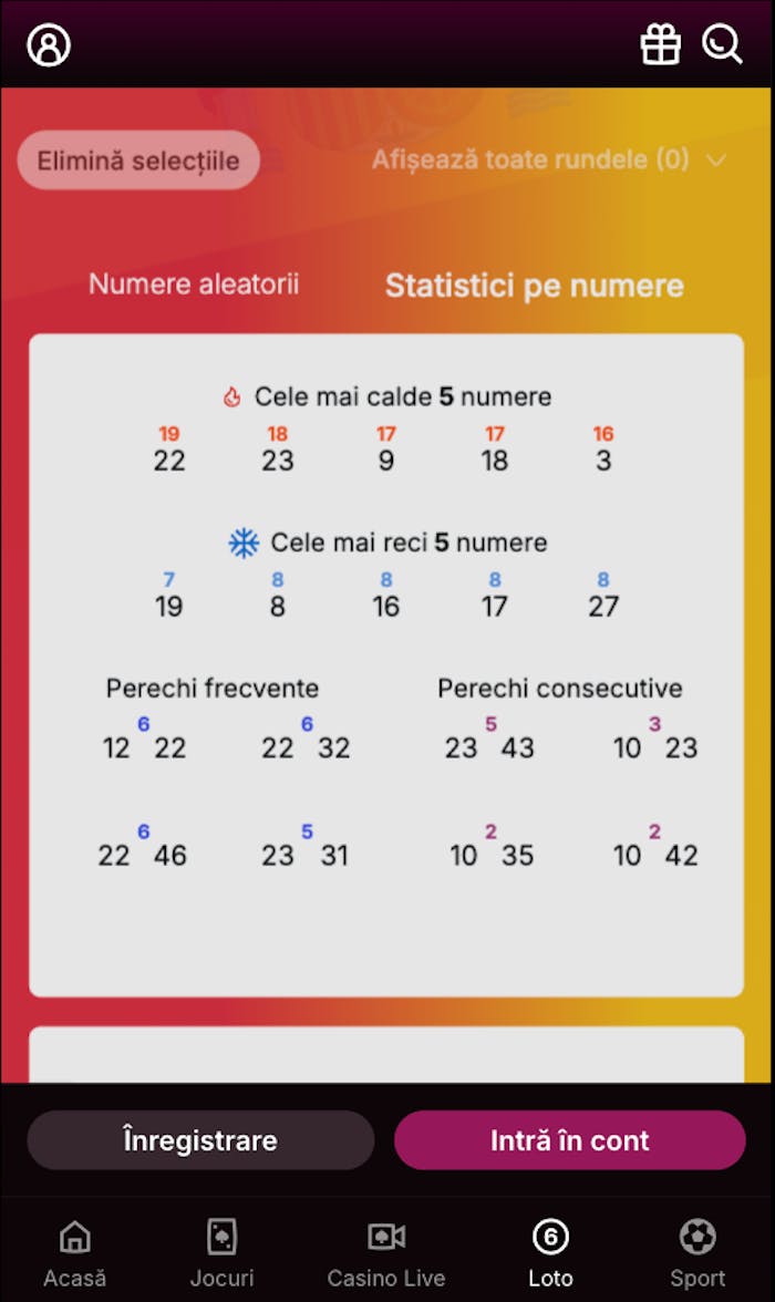 Numere calde statistic în urma a ultimelor 100 de extrageri.