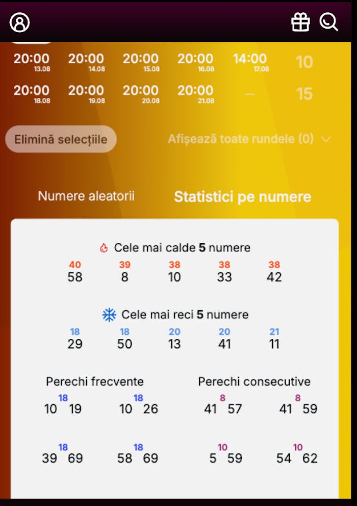 Statistici bazate pe rezultatele ultimelor 100 de runde la Belgia Keno.
