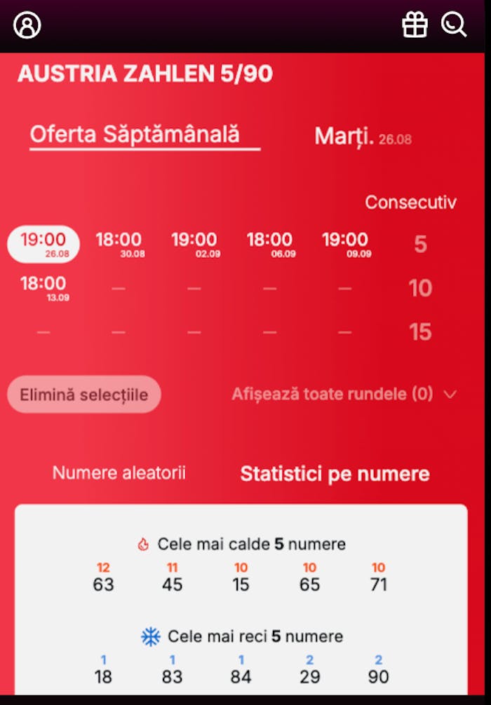 Statistici Loto Austria Zahlen 5 din 90. 