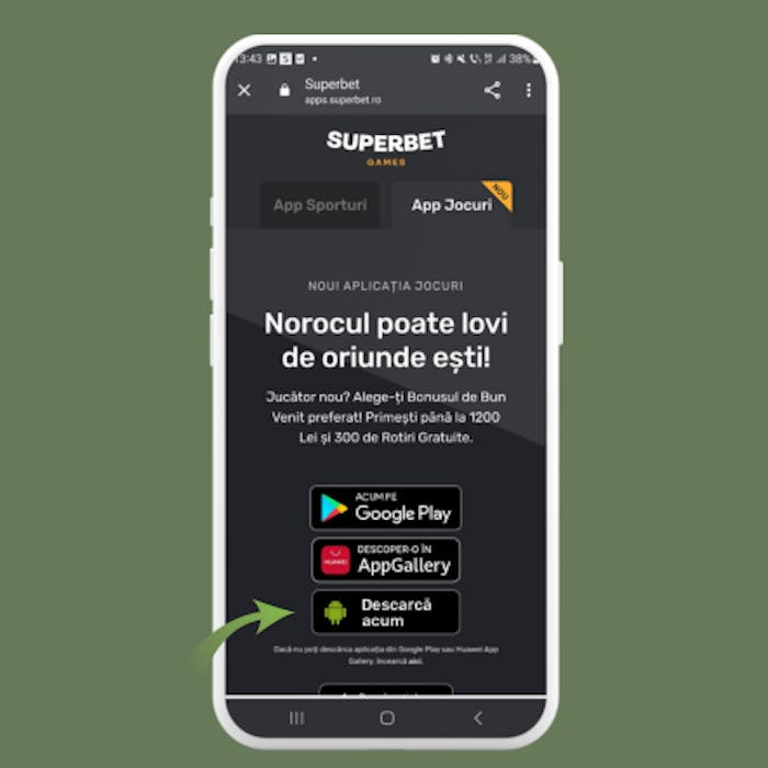 Caută Superbet apk din browser