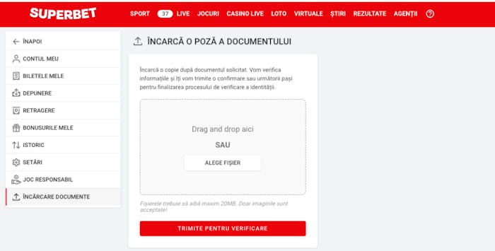 superbet verificare cont