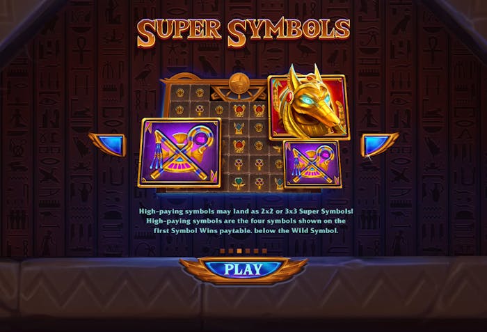 Super simbolurile îți aduc premii mai mari la Vault of Anubis.