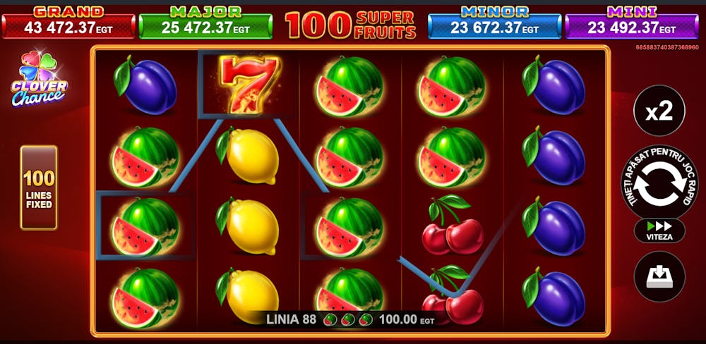 Slotul 100 Super Fruits cu tematică cu fructe de la EGT.