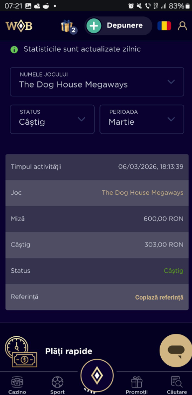 Plată Winboss din speciala The Dog House Megways