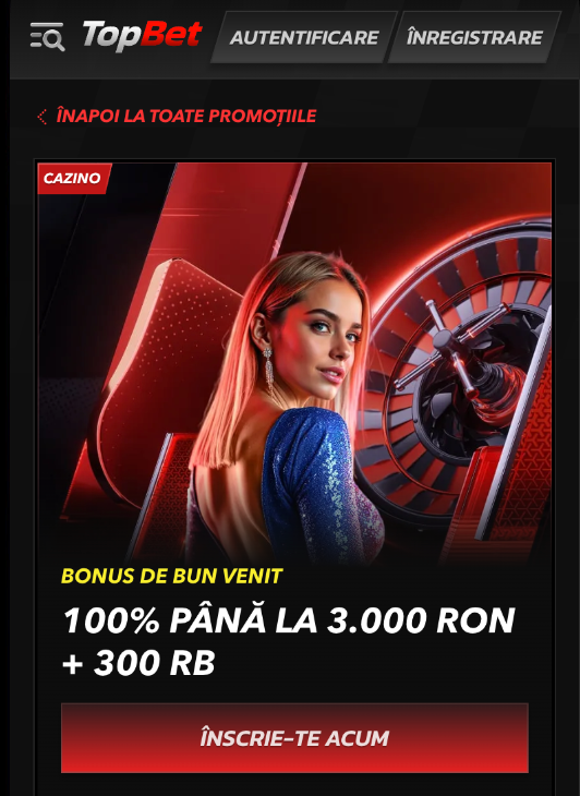 Oferta Topbet la înregistrarea unui cont nou conține bani și rotiri gratuite.