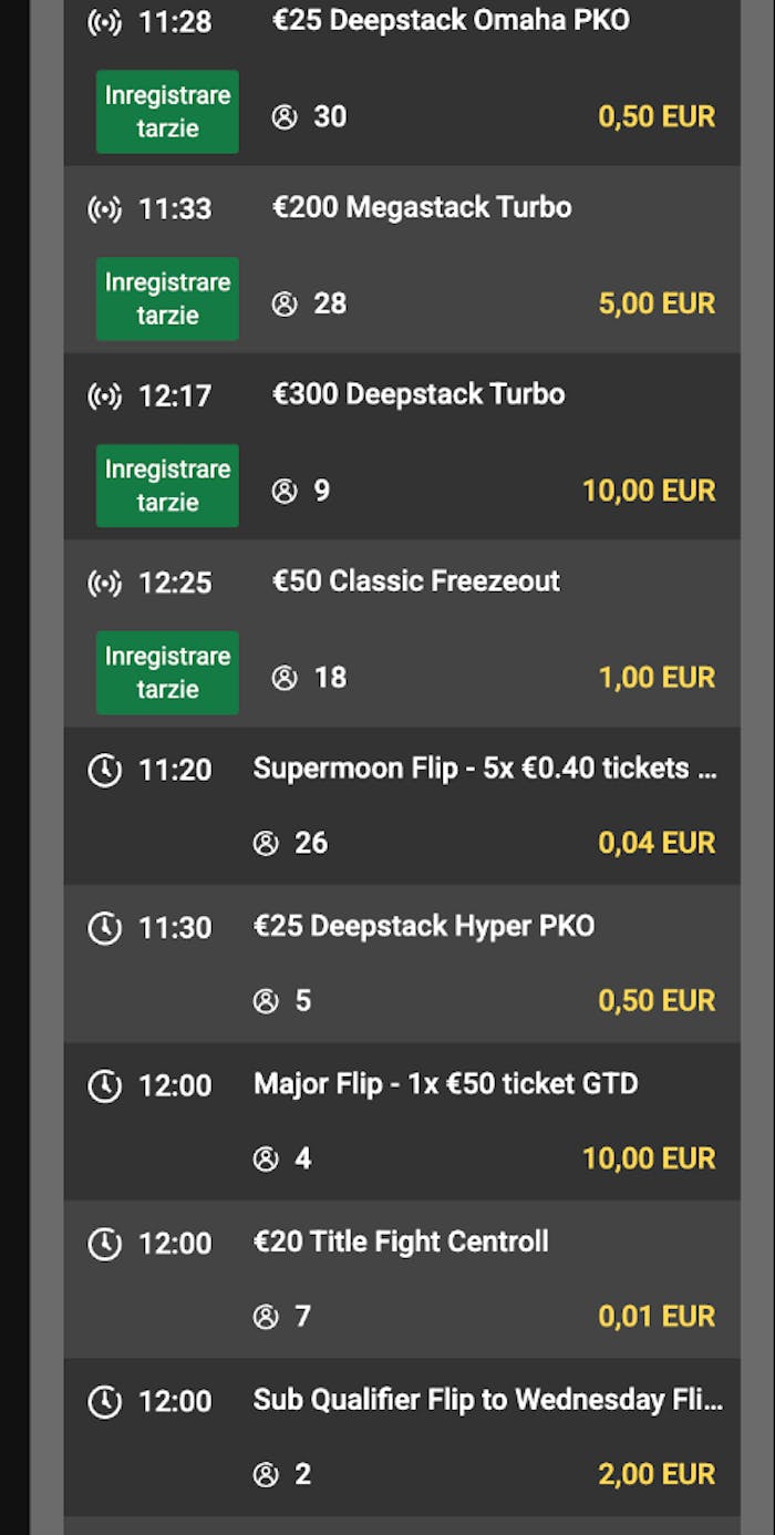 Turnee de poker la Unibet casino.