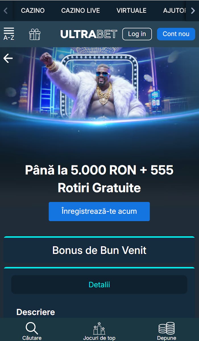 Ai până la 5.000 RON bonus de bun venit la Utrabet casino.