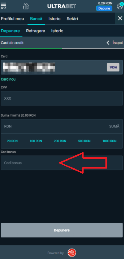 Unde treci orice Ultrabet cod bonus