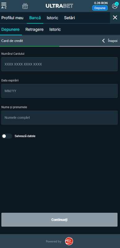 Pasul 2 pentru completarea codului Ultrabet