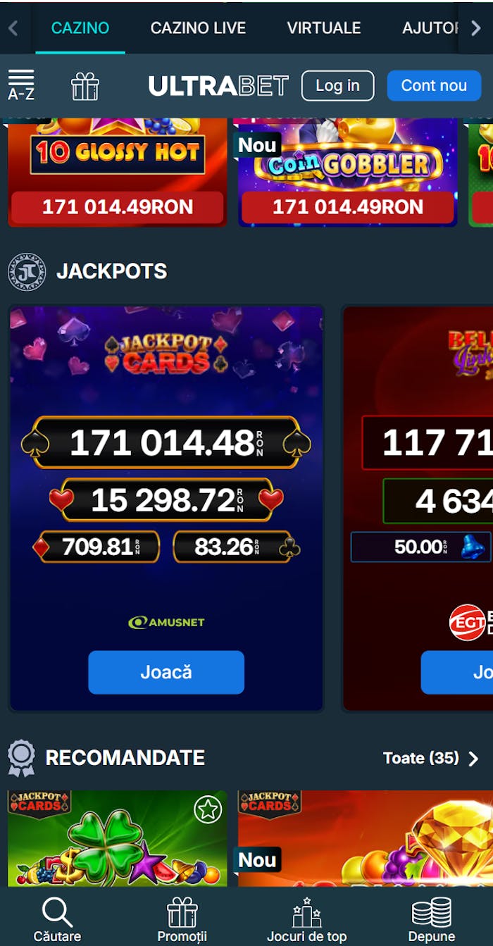 Jackpoturi disponibile la Ultrabet casino.