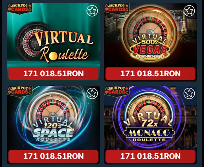 Jocuri de masă disponibile la Ultrabet casino.