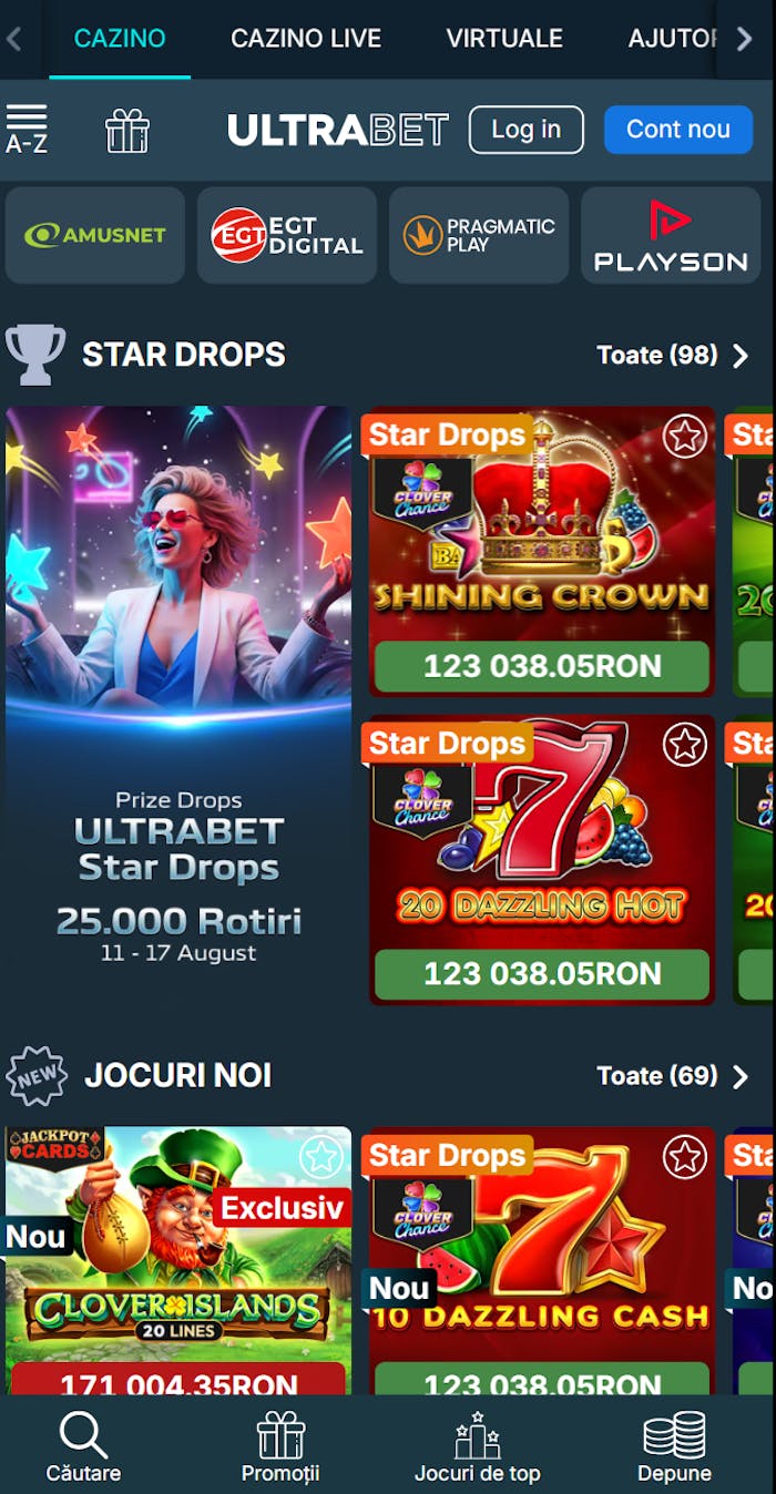 Jocuri de păcănele de la Ultrabet.