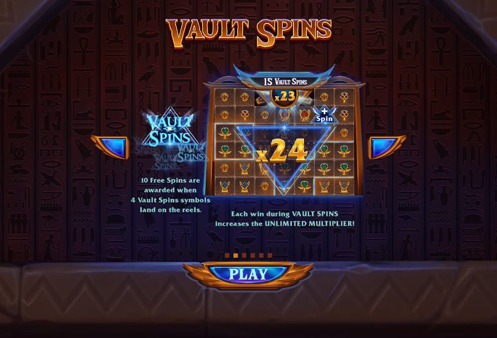 Funcția Vault of Spins de la slotul Vault of Anubis.