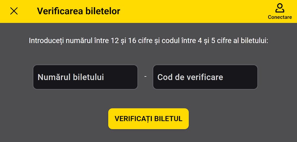 Imagine reprezentativă unde trebuie să scrii codul biletului Fortuna loto pentru verificarea câștigului. În partea stângă se cere numărul și în partea dreaptă codul de verificare. 