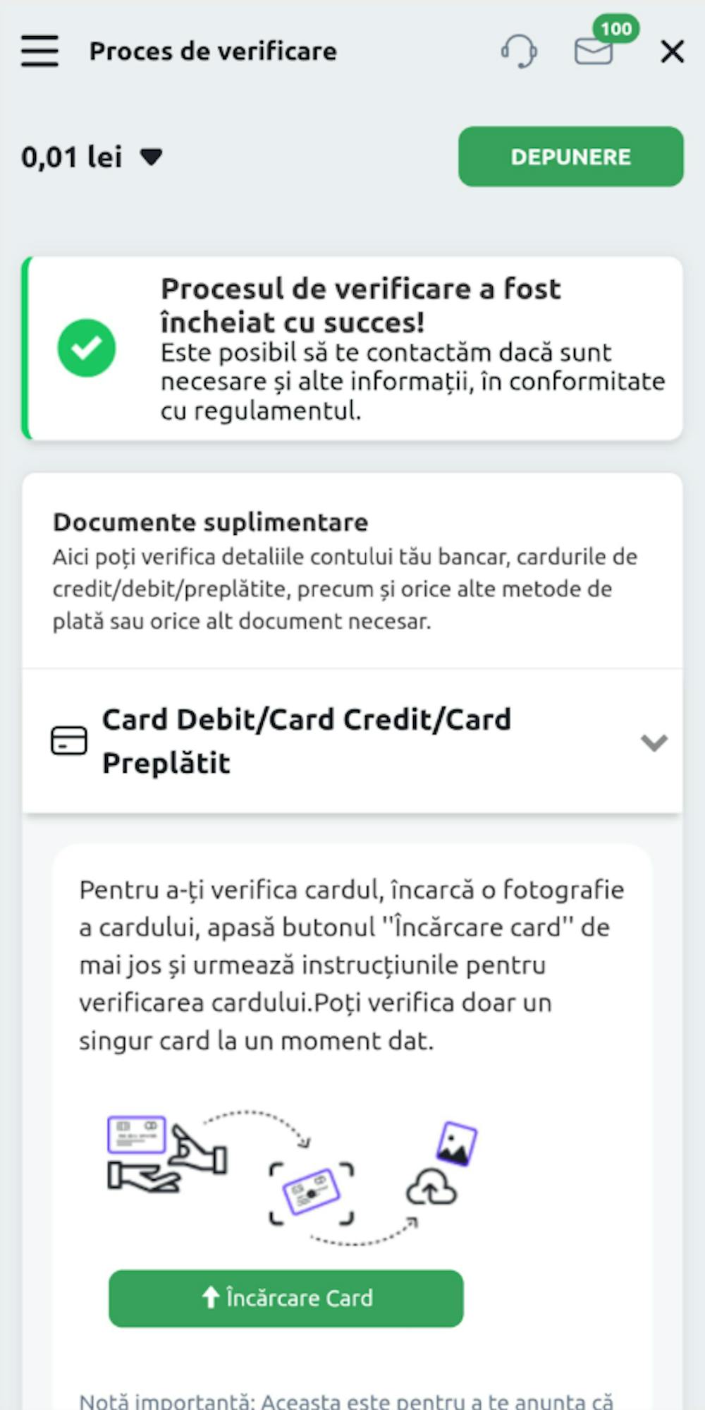 Modalitate de verificare cont acceptată de un casino premiat, prin card bancar, extras de cont, carte de identitate. 