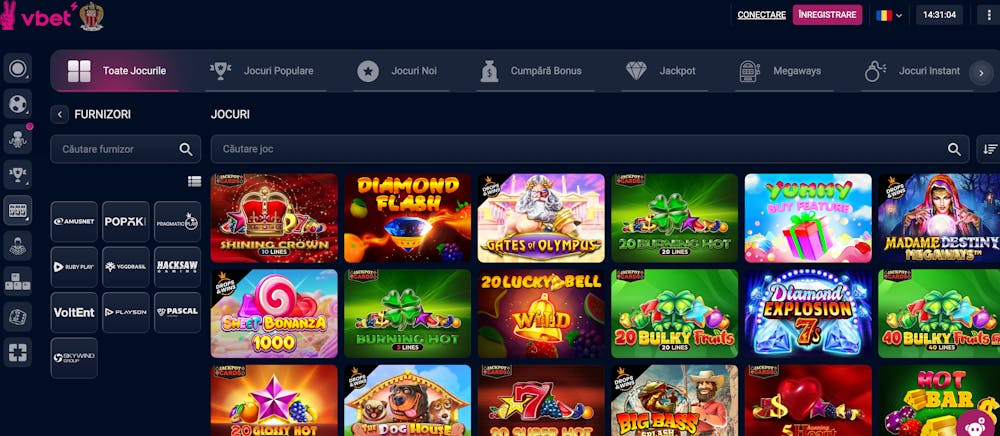 Pagina principală a cazinoului online VictoryBet.