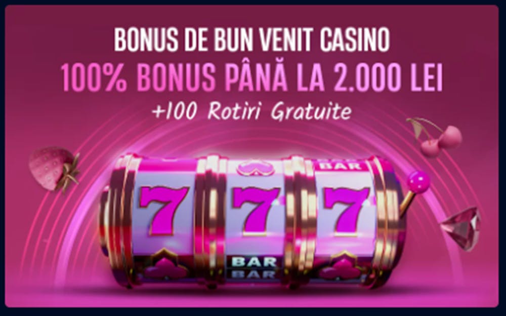 Banner cu bonus de bun venit casino de la cazino VBet.