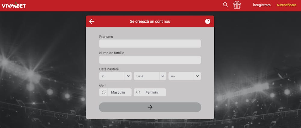 Primul pas pentru înregistrarea unui cont Vivabet casino