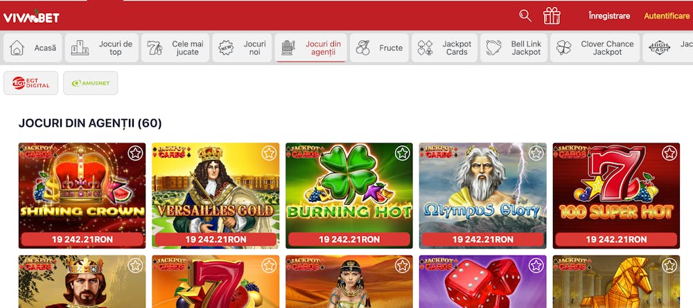 Jocuri din agenții postate pe Vivabet.