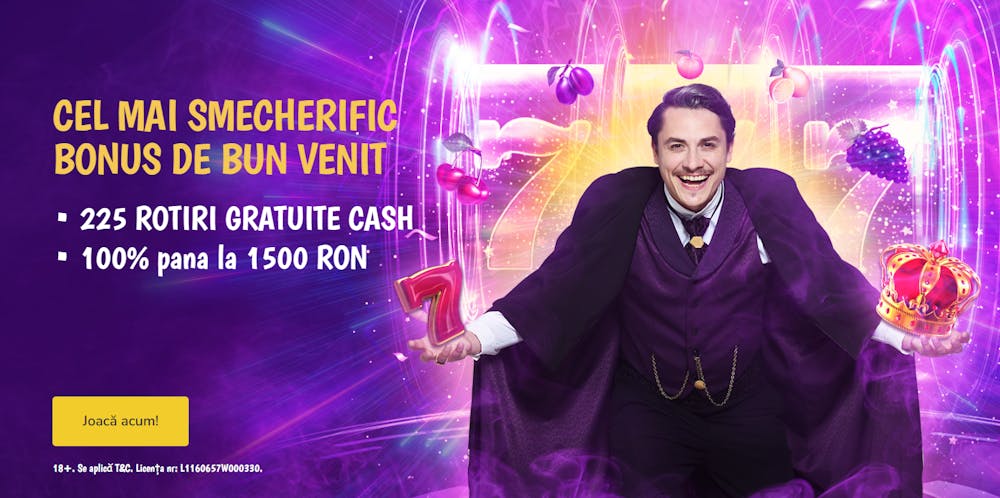 Deschide cont pentru primul bonus Vlad Cazino de 225 rotiri & 2500 RON!