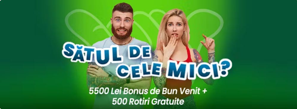 Bonusul de bun venit Wacko ajunge la 5.500 lei și 500 rotiri gratuite.