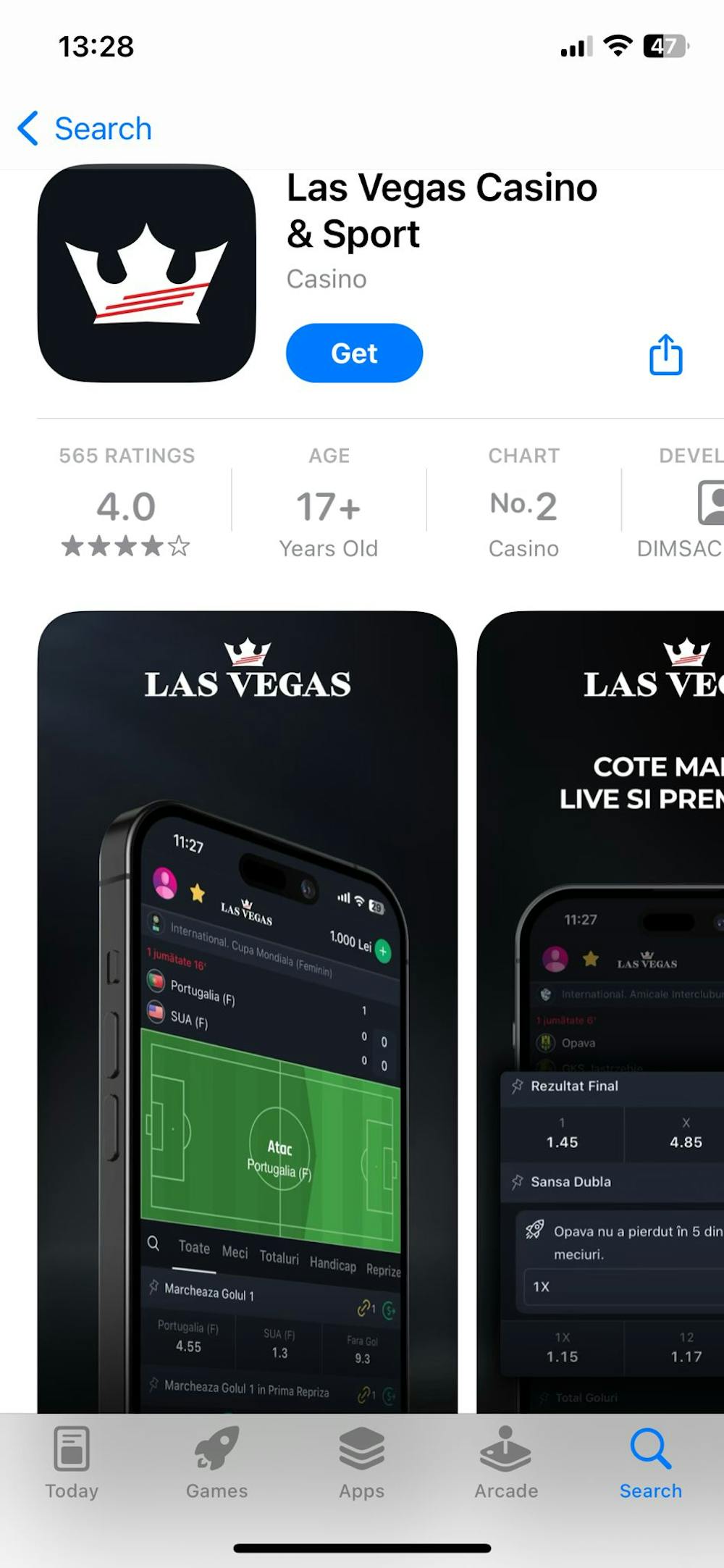 Pagina Las Vegas Casino în App Store mobil