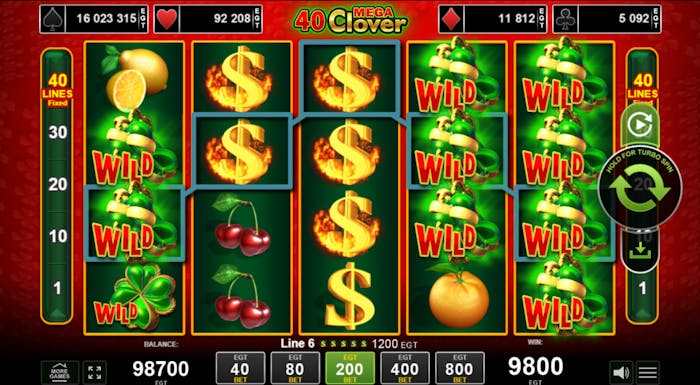 Simbolul Wild la 40 Mega Clover.