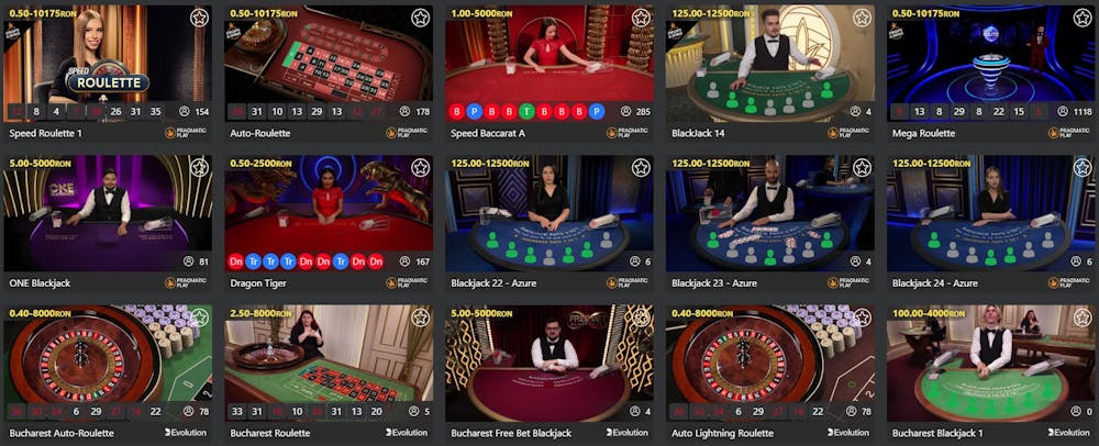 Camere cu jocuri de noroc live oferite de Winbet casino.