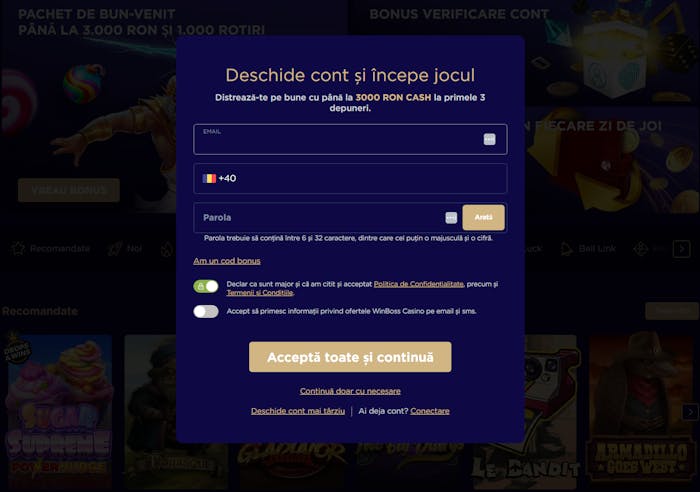 Winboss inregistrare cont