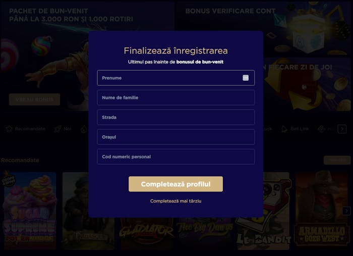 pasul 2 inregistrare cont Winboss
