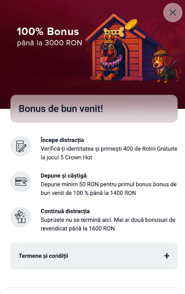 Primești până la 3.000 RON în bonusul de bun venit Winmasters.
