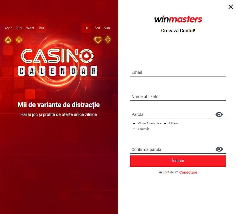 Creează un cont la Winmasters.