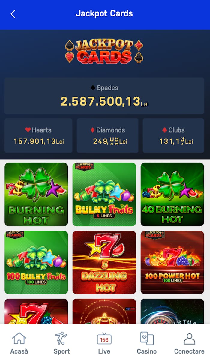 Păcănele la care poți câștiga premii jackpot cards.