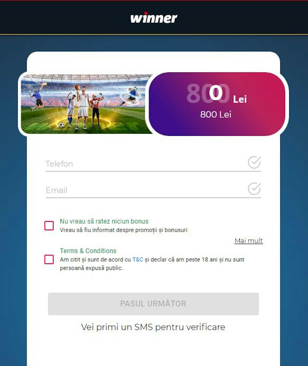 La unul dintre pașii de înregistrare trebuie să introduci numărul de telefon și adresa de e-mail.